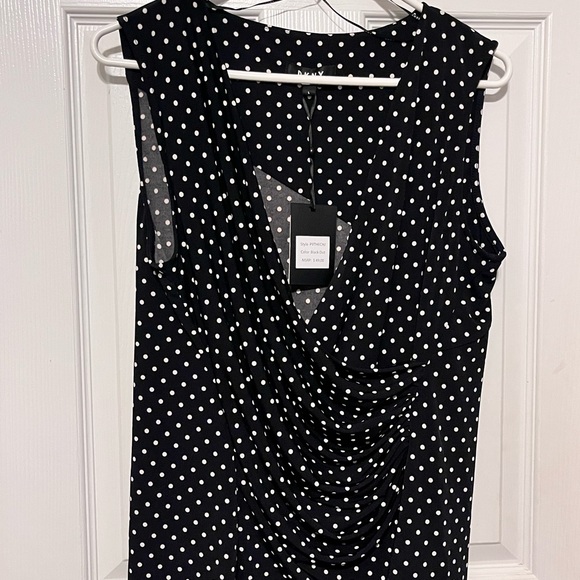 DKNY Black and White Polka Dot Blouse - Picture 1 of 7